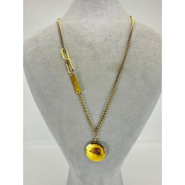 Gold Fil Desenli Kolye